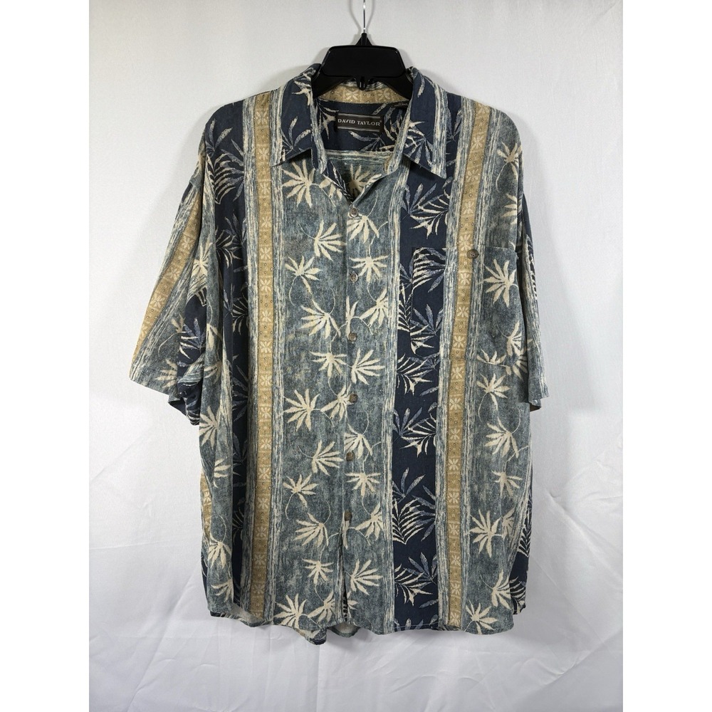 David taylor shirt size L 100% washable silk Hawaiian tropical button up